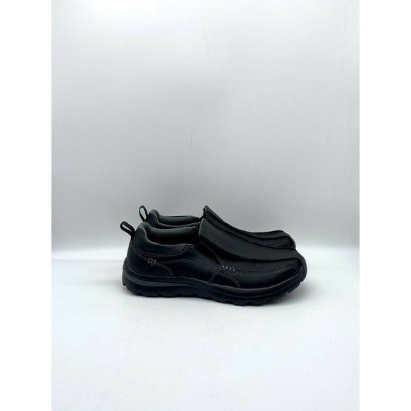 Skechers Mens Size 6.5 Black Leather Memory Foam Relaxed Fit Loafers SN#93889L - Picture 3 of 8